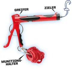Micro Blaster - Gummiband Schleuder mit Kuli-Funktion